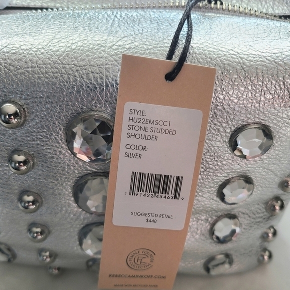 Rebecca Minkoff Stone Studded Shoulder Bag, Silver, NWT - Picture 9 of 16